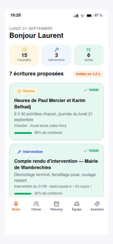 7 écritures proposées, validation ligne par ligne
