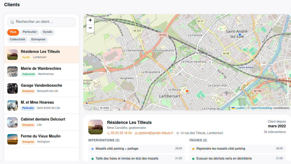 Portefeuille clients géolocalisé