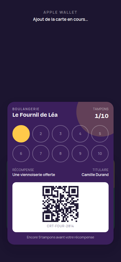 Ajout instantané à Apple Wallet