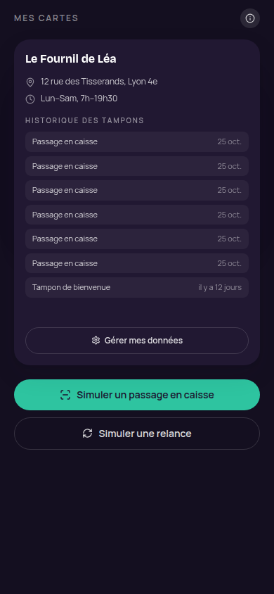 Dos de carte : infos boutique et historique