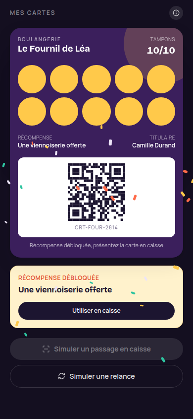 Récompense débloquée, confettis