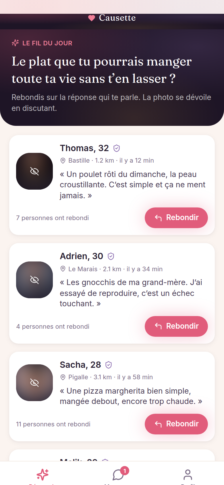 Fil du jour — question et profils du jour
