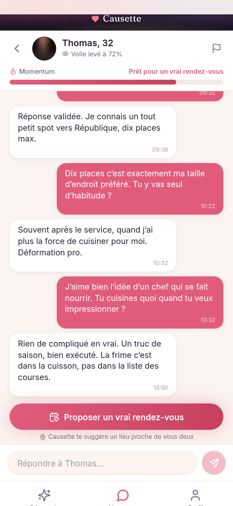 Chat : voile à 72%, prêt pour un RDV