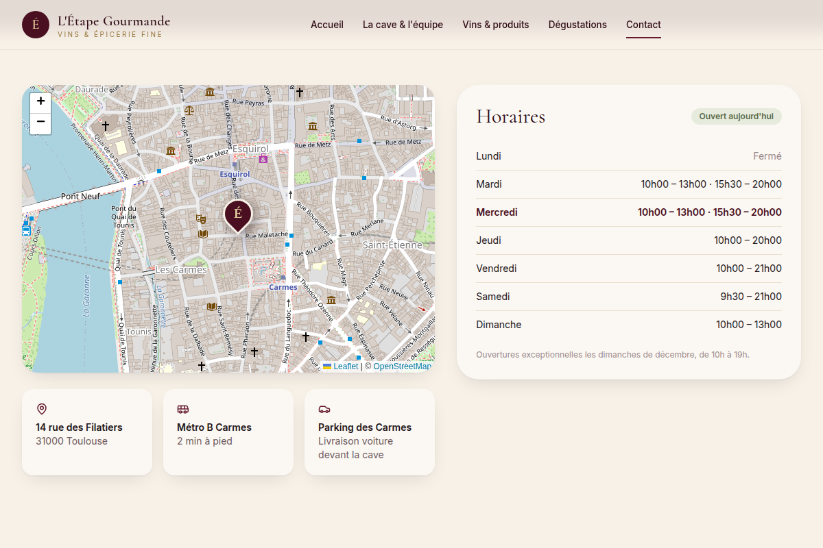 Contact, horaires et plan interactif