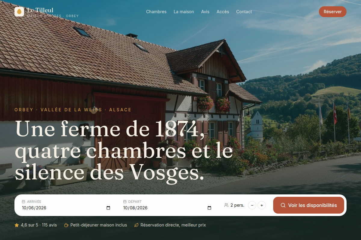 Recherche de dates depuis la page d'accueil