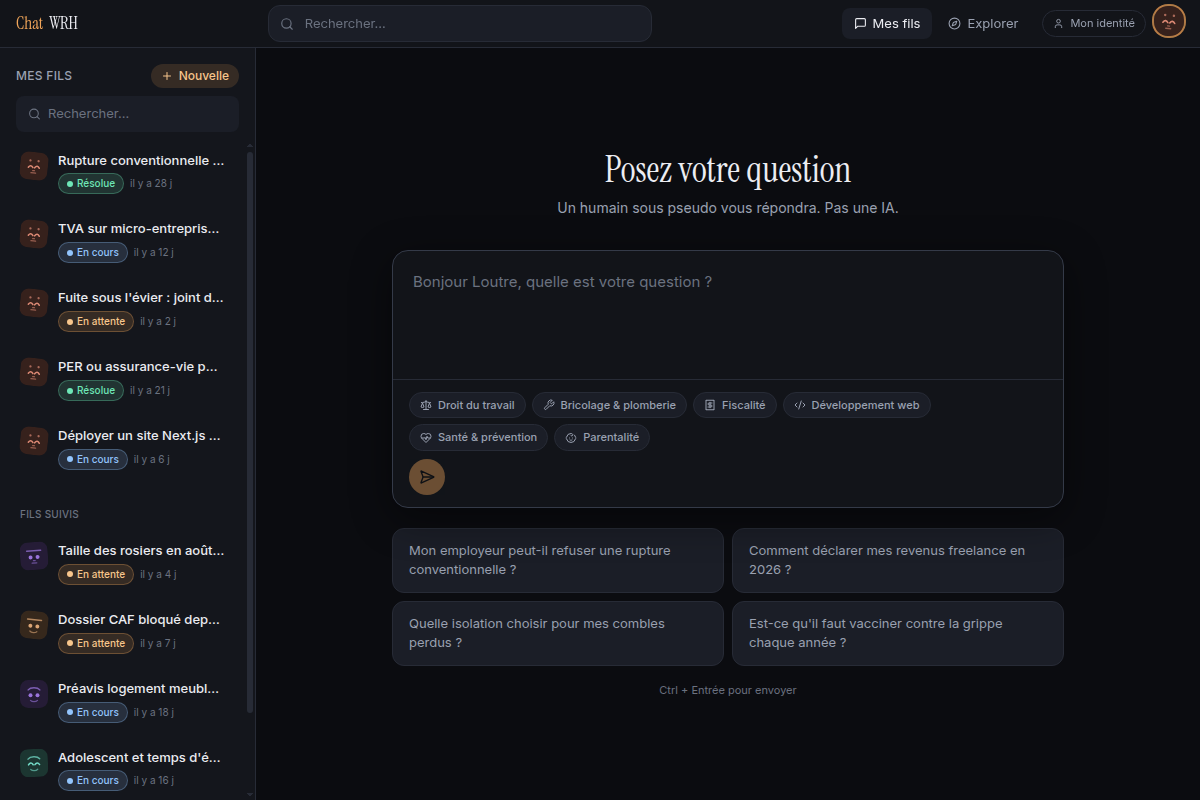 Poser une question, réponse humaine attendue