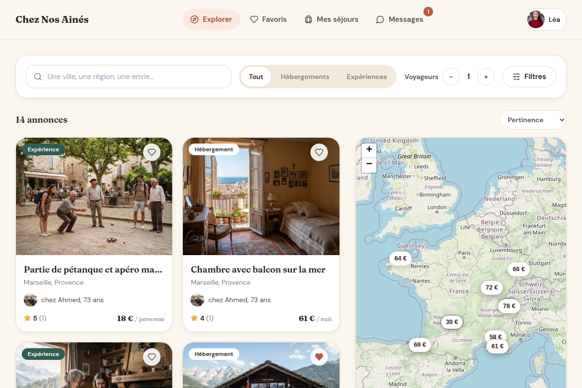 Recherche d'annonces avec carte interactive des prix