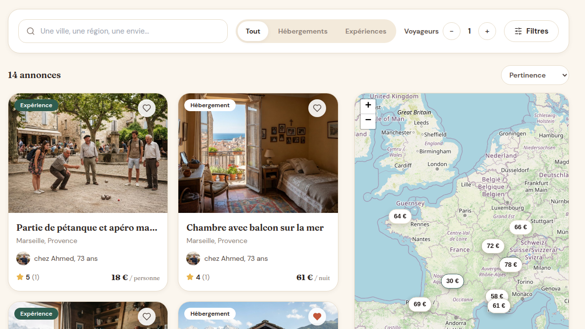Recherche croisée carte et prix