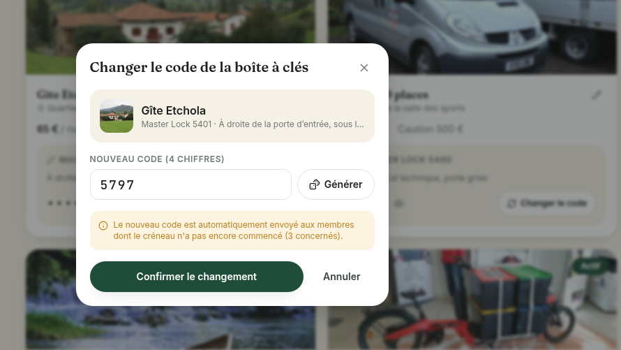 Rotation de code notifiée aux membres concernés