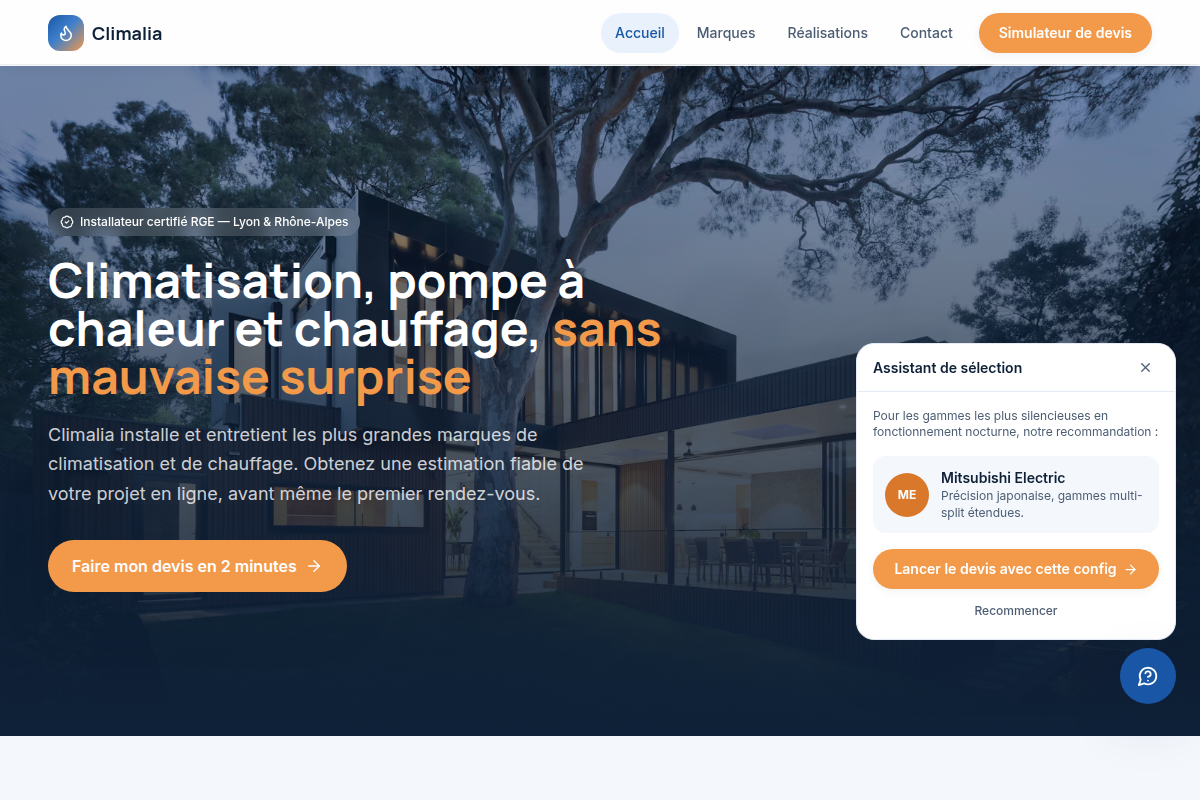Assistant qui recommande une marque en 3 clics