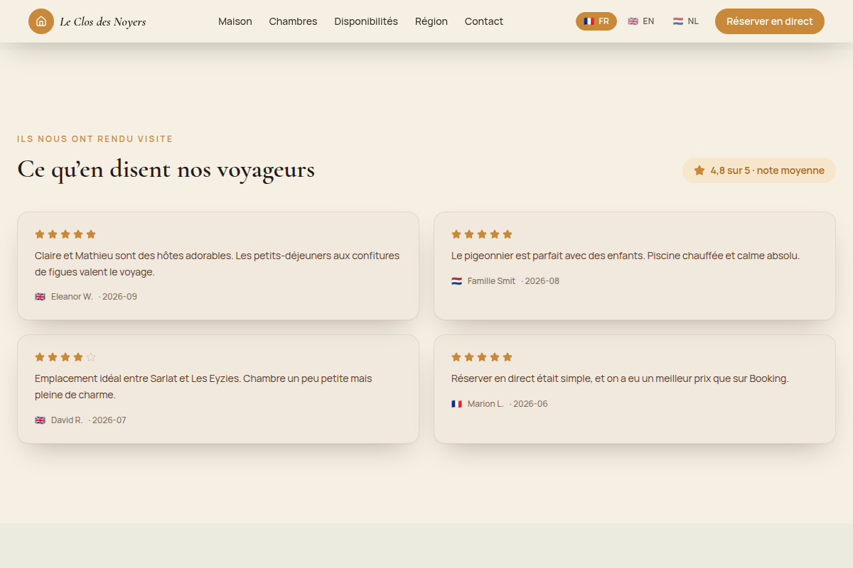 Avis des voyageurs et note moyenne