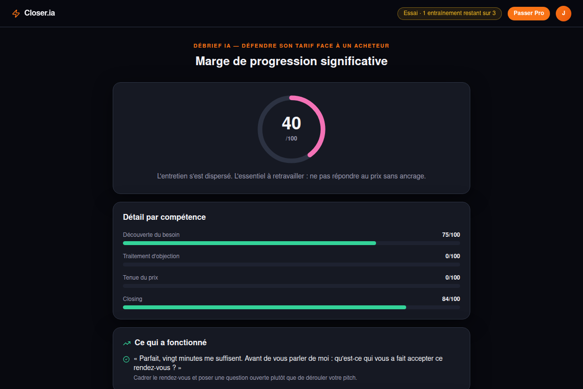 Débrief chiffré de l'entretien