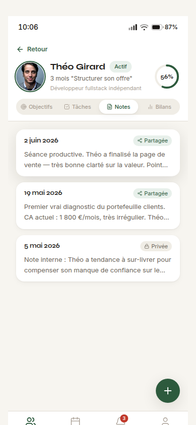 Notes de séance : partagées ou privées