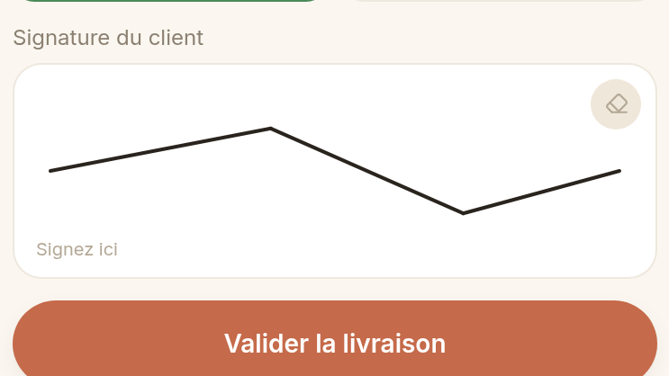 Preuve de livraison signée sur place