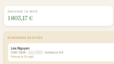 Détection des échéances rejetées