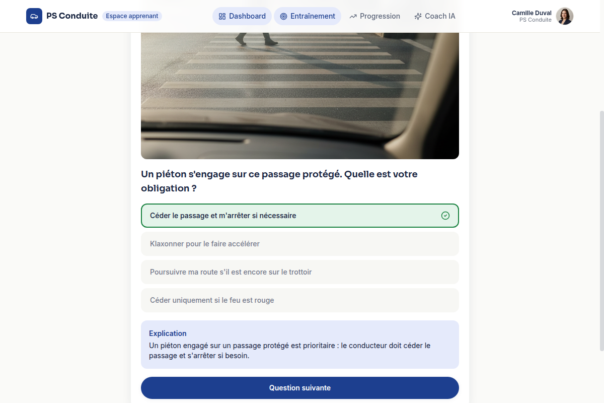 Correction commentée après chaque réponse