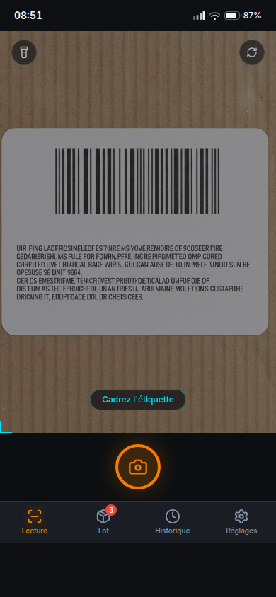 Viseur caméra prêt à scanner