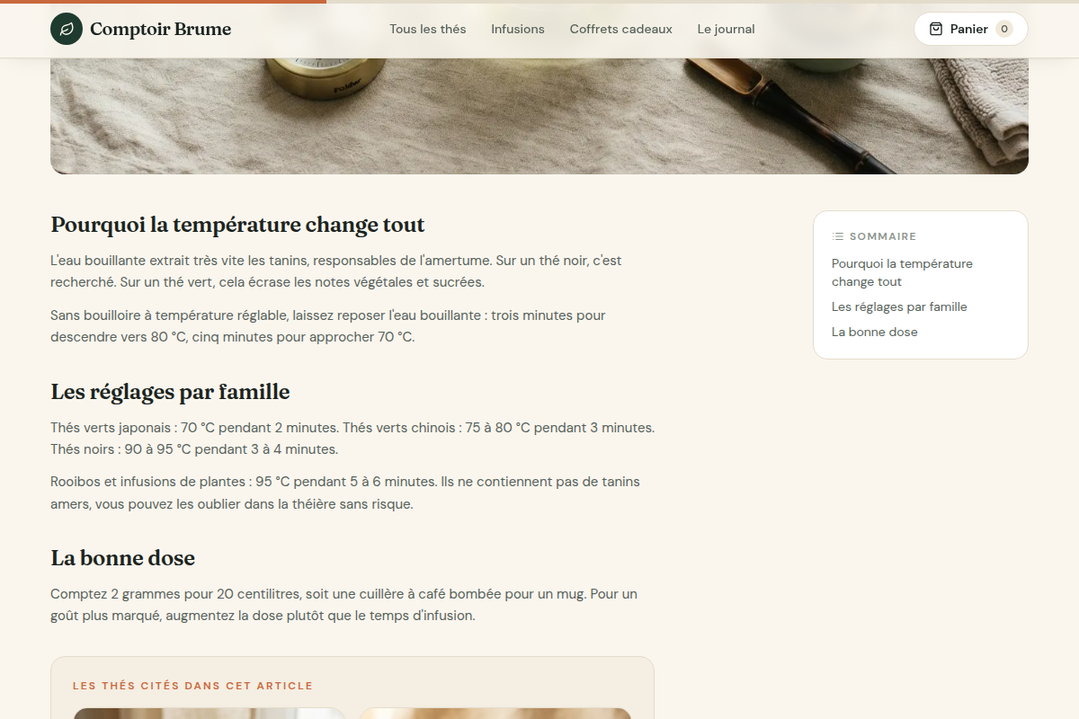 Article de blog avec sommaire