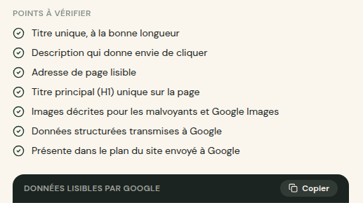 Checklist SEO guidée