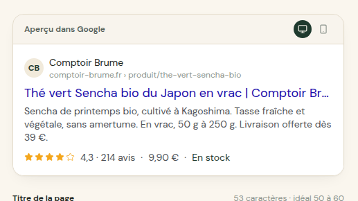 Aperçu Google en direct