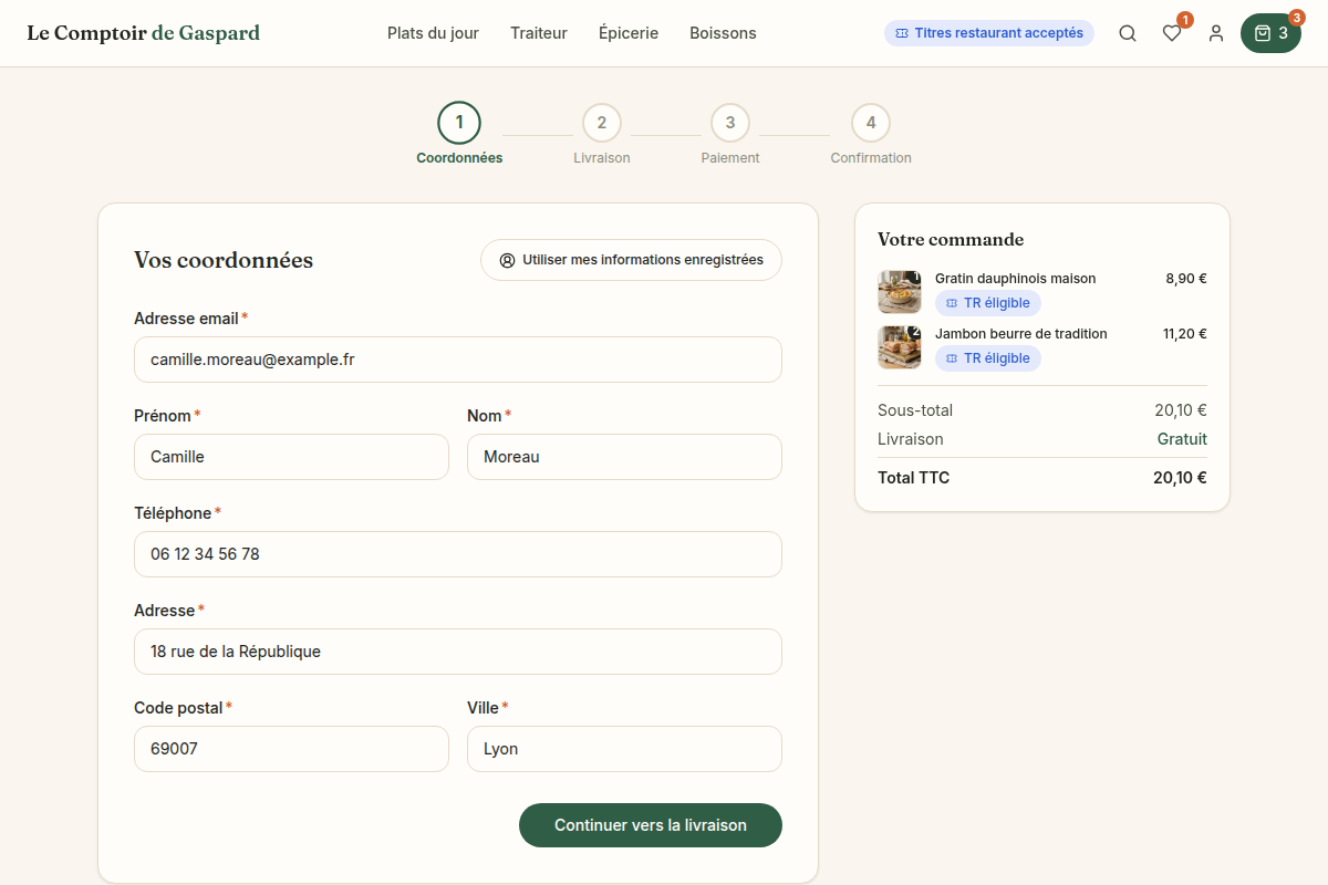 Étape coordonnées du tunnel de commande