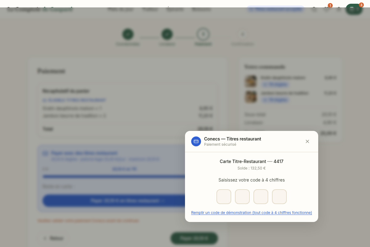 Paiement titre-restaurant Conecs