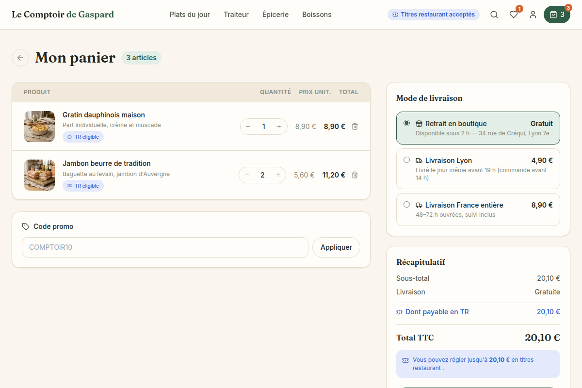 Panier avec plusieurs articles
