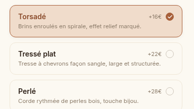 Chaque option affiche son prix