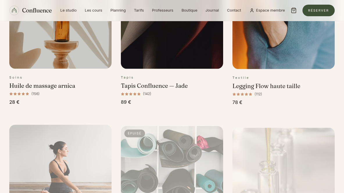 Boutique intégrée au site