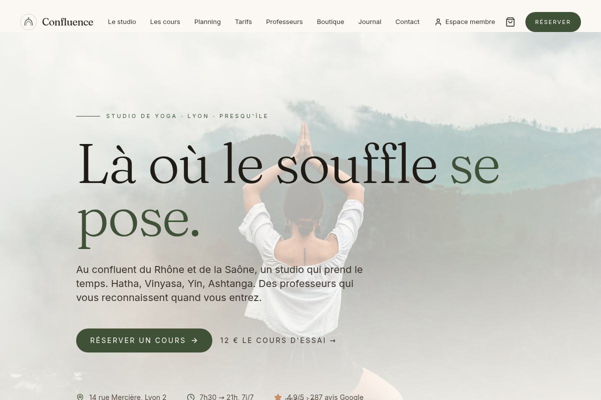 Accueil : hero et double appel à réserver