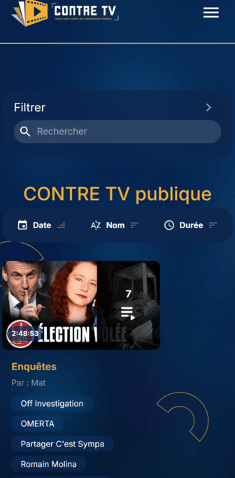 Contre TV publique : feed trié par likes et date