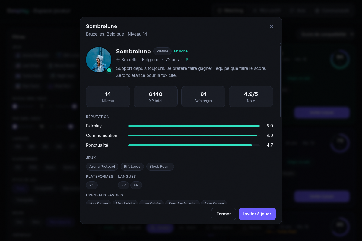 Matching : score de compatibilité détaillé par critère
