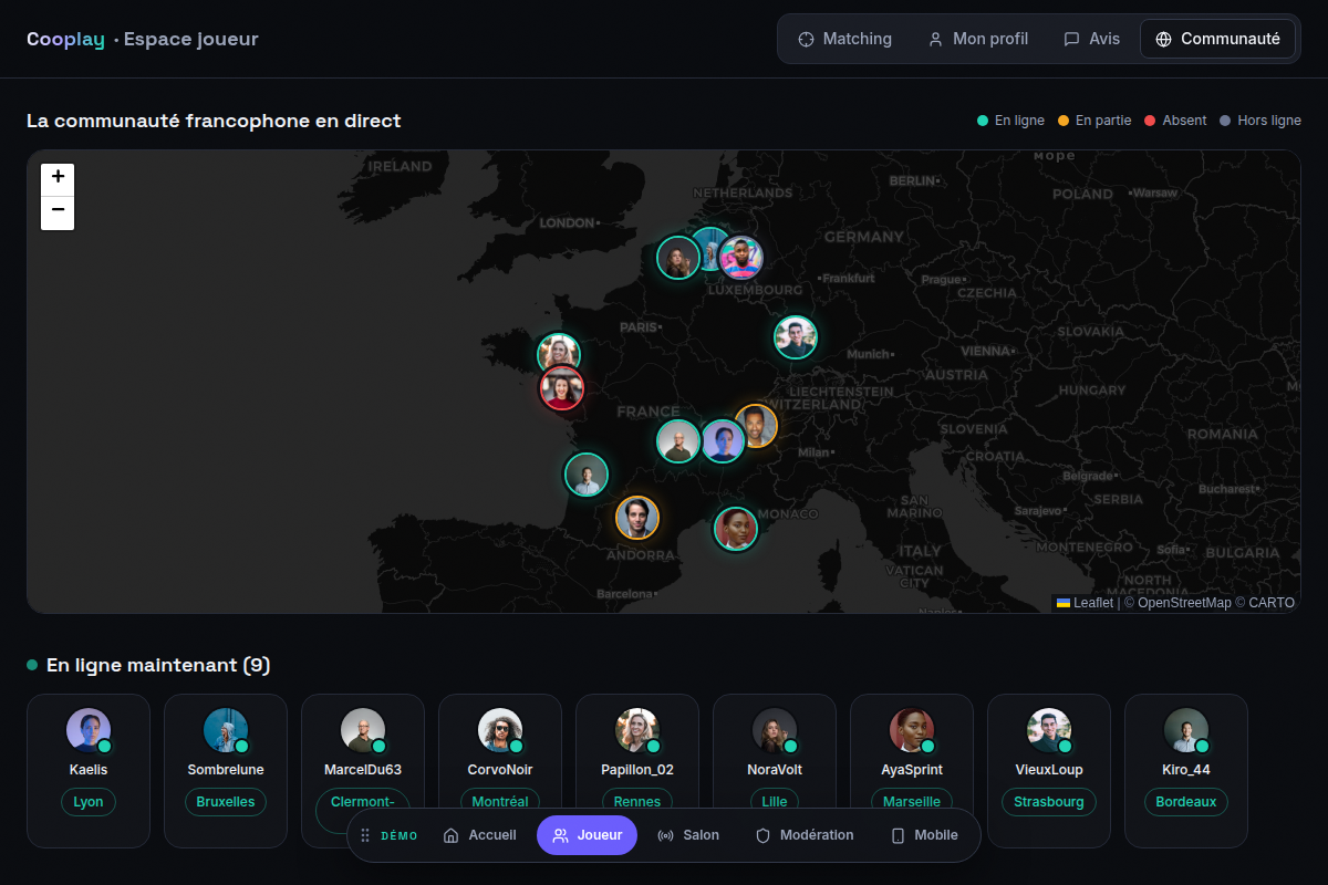 Communauté : carte des joueurs francophones en direct