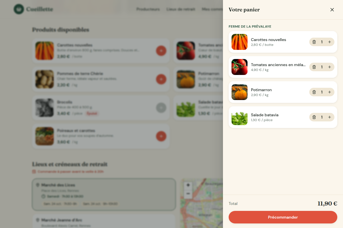 Panier latéral groupé par producteur