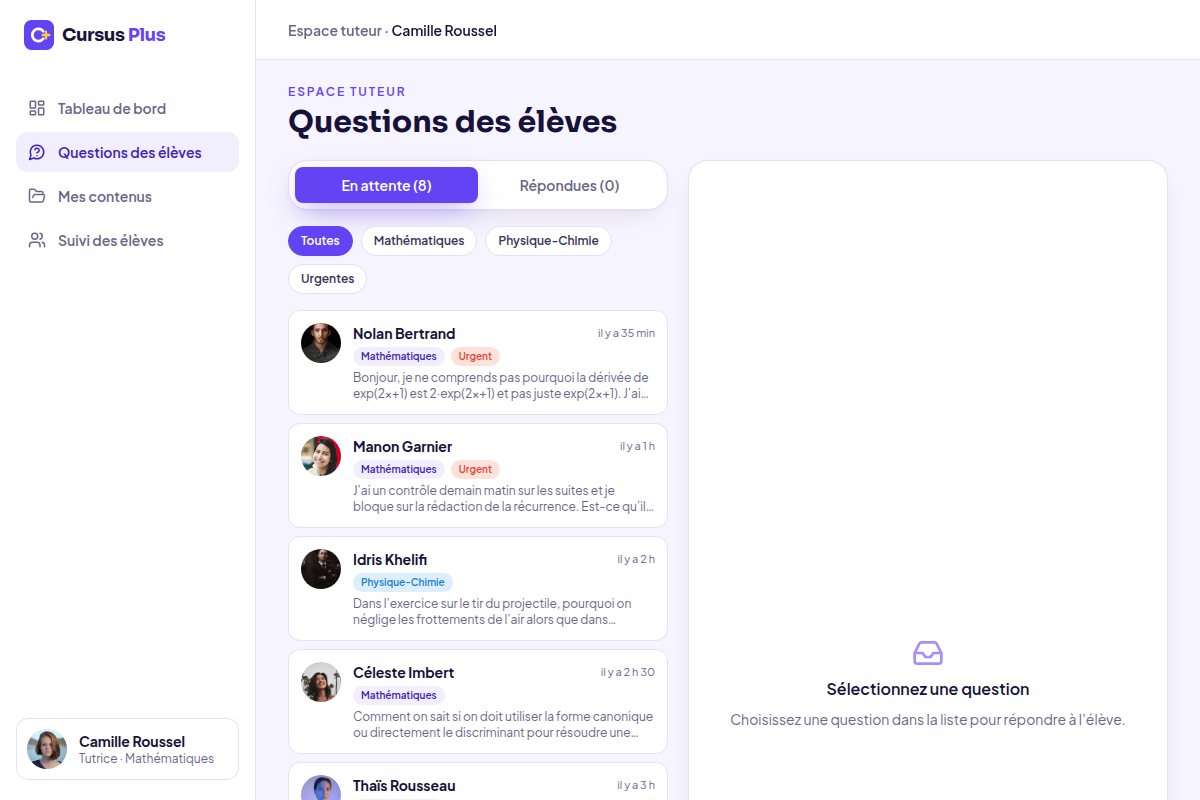 File des questions en attente de réponse