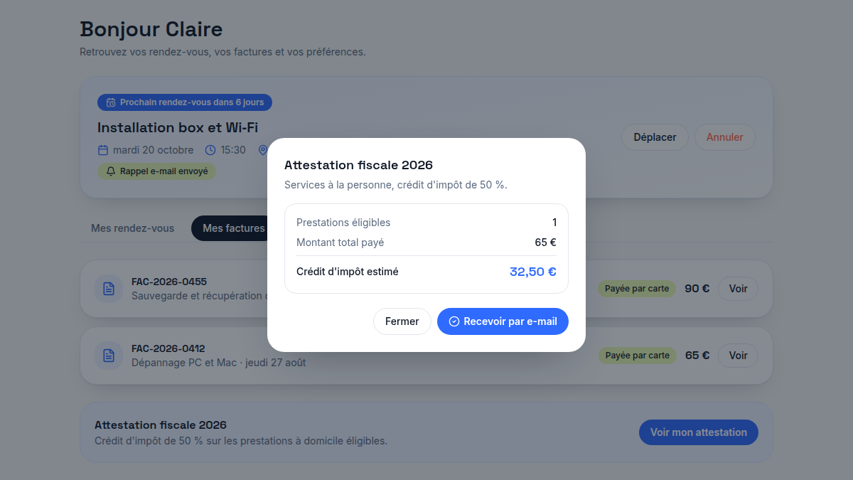 Crédit d'impôt calculé automatiquement