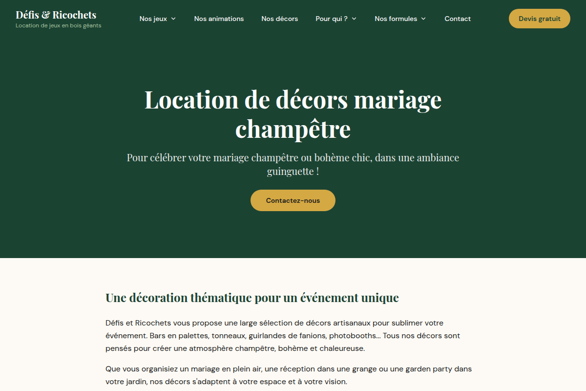 Location de décors champêtres et guinguette