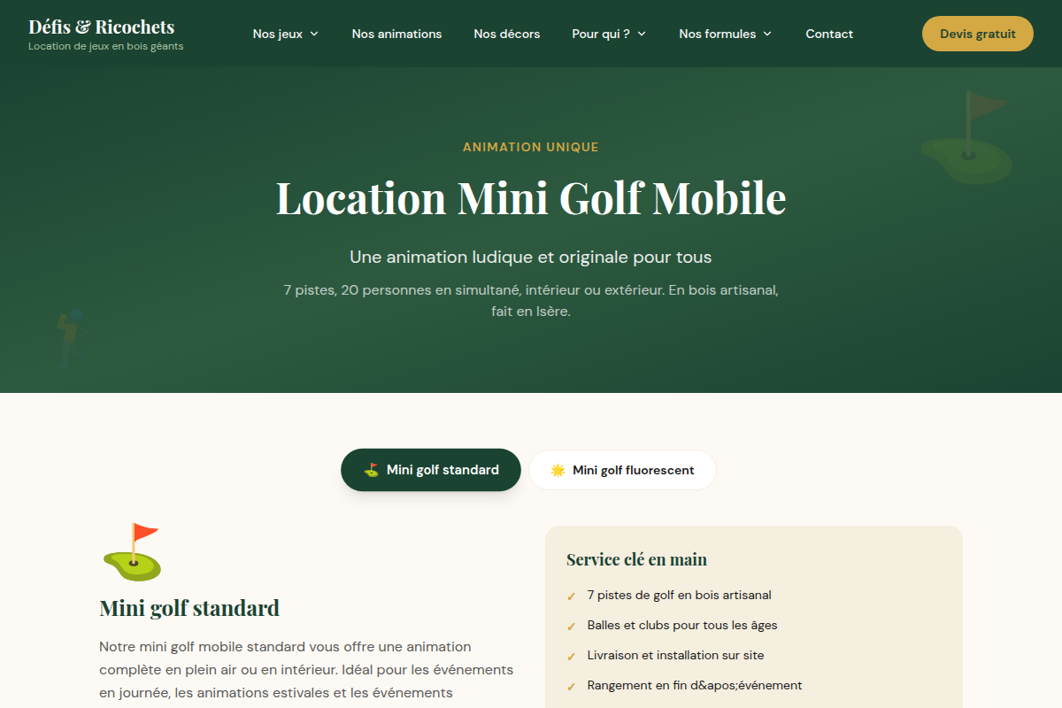 Le mini golf mobile, animation clé en main