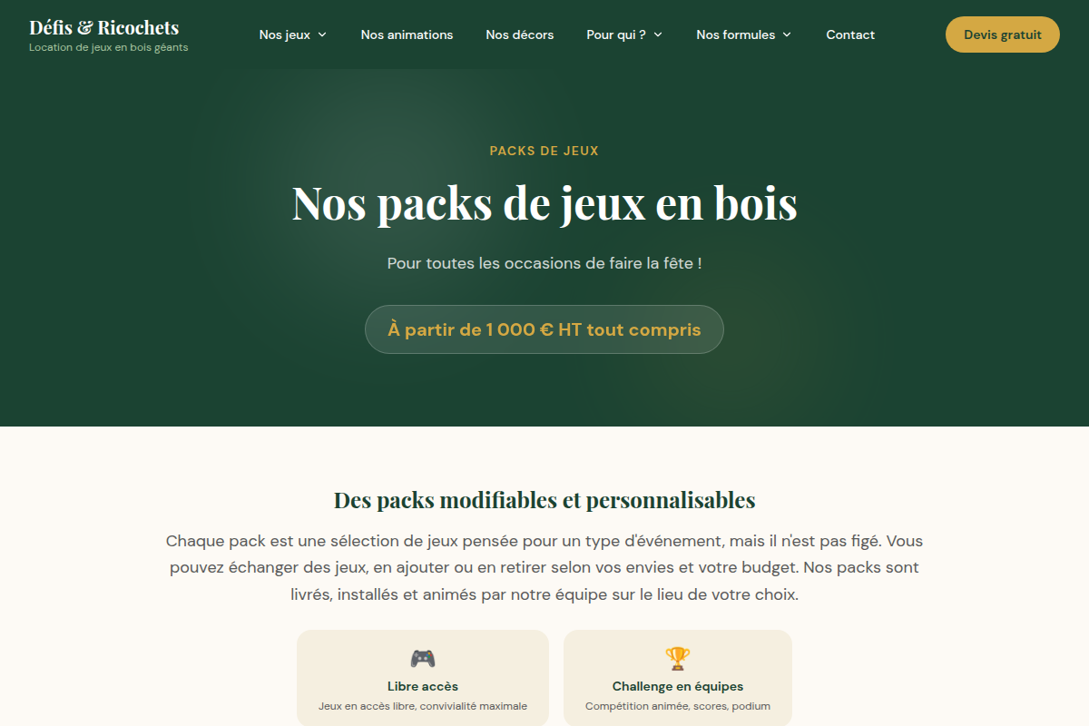Packs de jeux prêts à réserver par thème