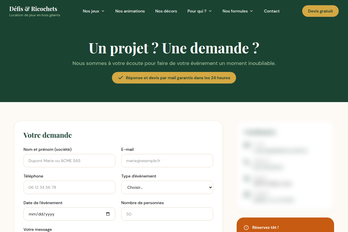 Formulaire de devis gratuit sous 24 heures