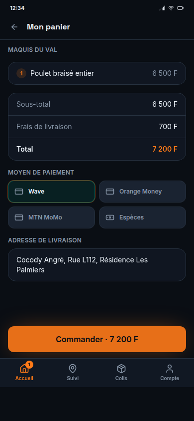 Panier avant commande et paiement