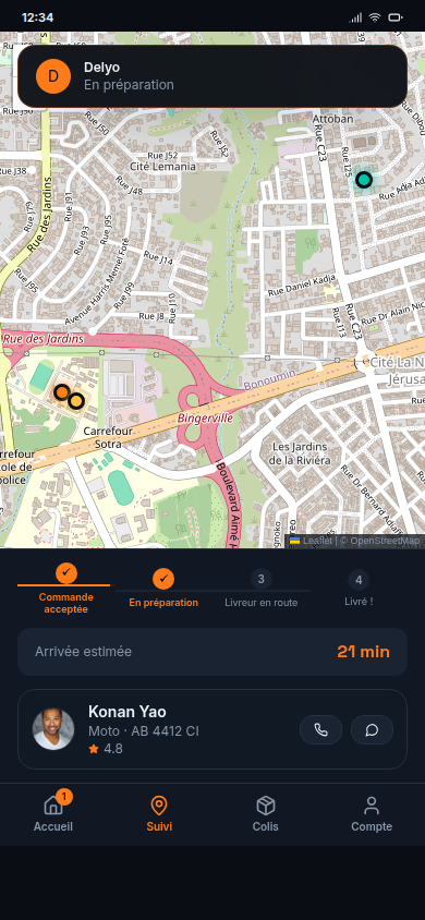 Suivi temps réel du livreur sur la carte