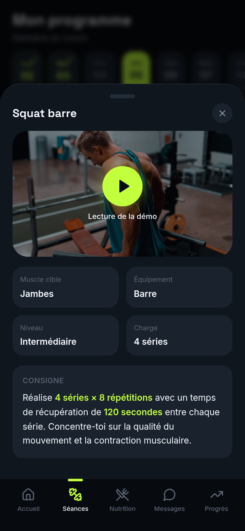 Fiche exercice avec vidéo de démonstration