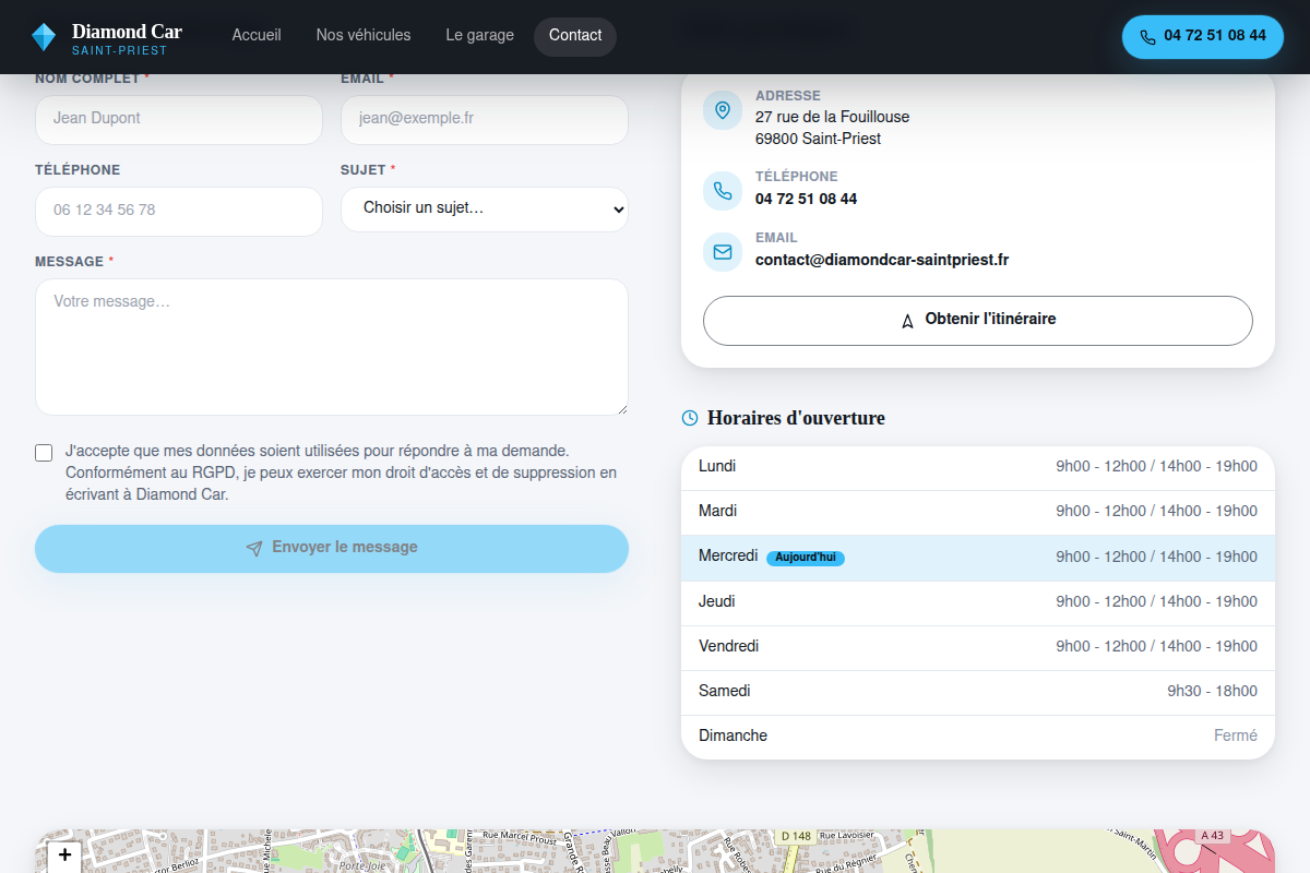 Formulaire de contact et localisation