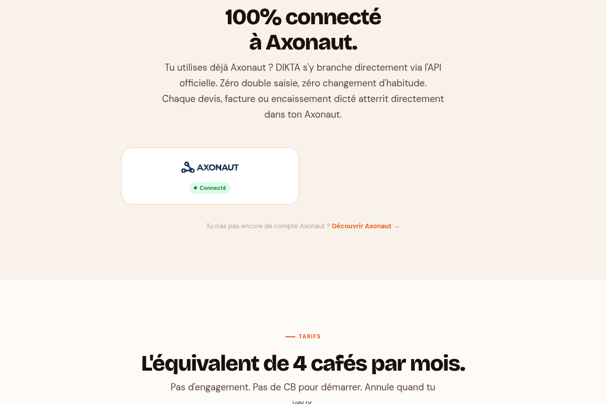 Intégration 100% connectée à Axonaut