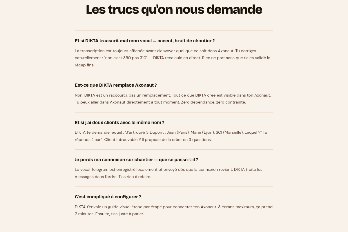 FAQ : transcription, doublons, hors-ligne, setup