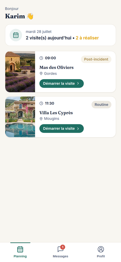 Planning du jour — visites par propriété
