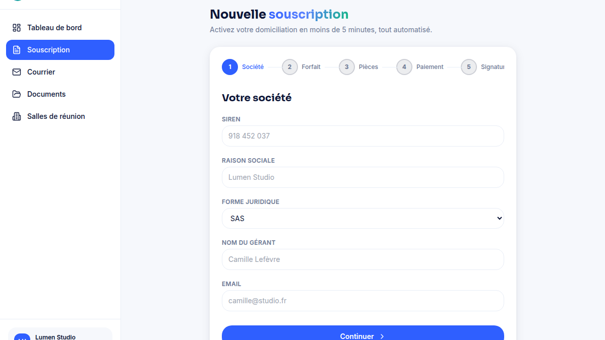Souscription en 5 étapes