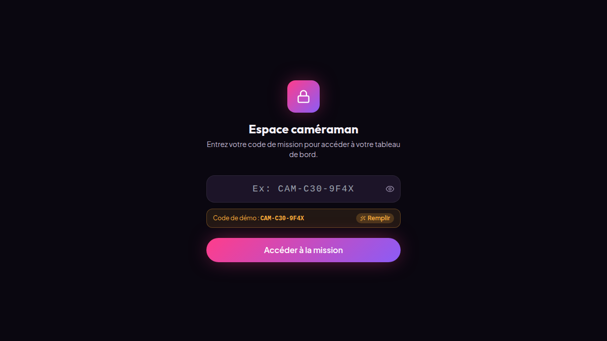 Accès prestataire par code de mission