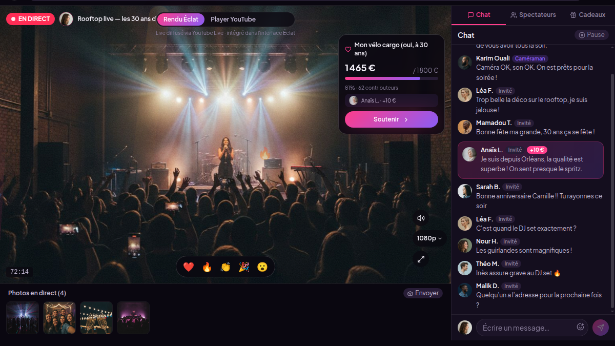 Don en un clic pendant le live